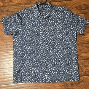 Alfani Blue Casual Button Down Shirt with Floral Print